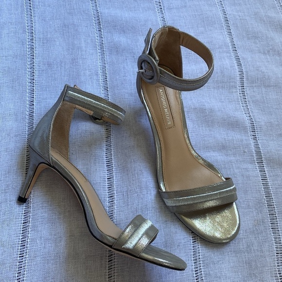 Antonio Melani silver leather heels with ankle strap. - Picture 12 of 13